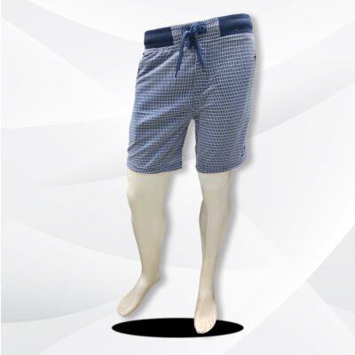 Checkered Men Navy Blue and White Shorts